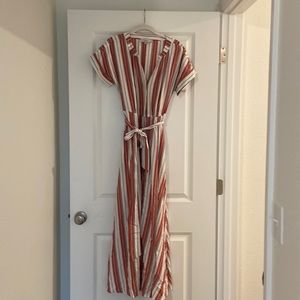 Loft long button down dress with pockets